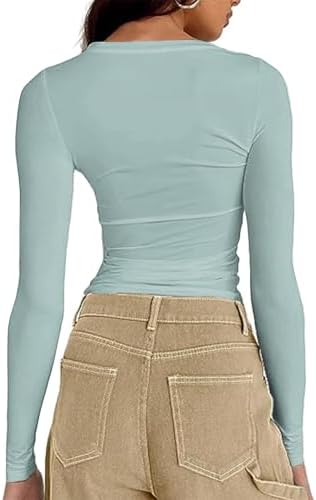 41anlnqrt2l. ac .jpg Cuptacc Damen Langarmshirt - Leichtgewichtig - Basic T-Shirt - Einfarbig - Langärmlige Oberteile - Damen Longsleeve Top