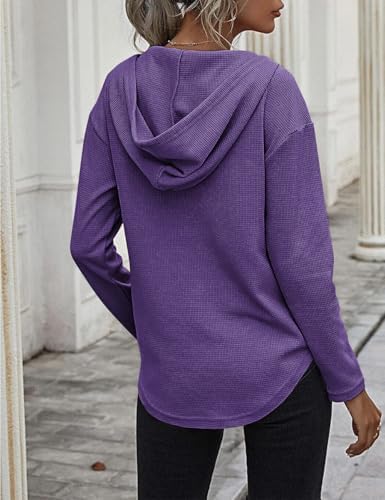 41bvf3v8bil. ac .jpg Cuptacc Einfarbigen Hoodie für Damen OEKO-TEX STANDARD 100 Langarm Sweatshirt V-Ausschnitt Drawstring Top