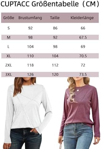 41bk29hlk6l. ac 2.jpg Cuptacc Langarmshirt Damen Rundhalsausschnitt Chic Mit Falten OEKO-TEX STANDARD 100