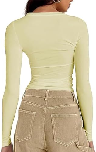 41crv2mpqwl. ac .jpg Cuptacc Damen Langarmshirt - Leichtgewichtig - Basic T-Shirt - Einfarbig - Langärmlige Oberteile - Damen Longsleeve Top