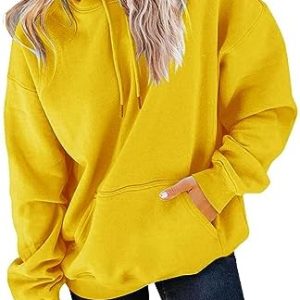 UWDIOHQ Oversize Damen Hoodie Mit Kapuze Einfarbig - Langarm Sweatshirt Sportjacke Top