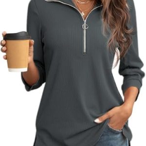 Cuptacc Damen Bluse V-Ausschnitt 3/4 Ärmel OEKO-TEX STANDARD 100