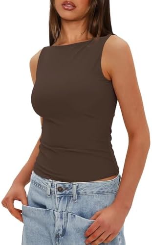 41cdablphtl. ac .jpg Generisch Lässiges Tanktop für Damen zur perfekten Layering-Möglichkeit aus Rippstrick | Schmale Passform generisches D