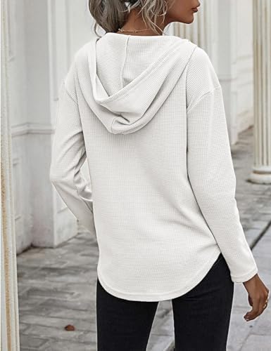 41cjw672lwl. ac .jpg Cuptacc Einfarbigen Hoodie für Damen OEKO-TEX STANDARD 100 Langarm Sweatshirt V-Ausschnitt Drawstring Top