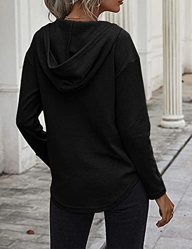 41cudqb216l. ac .jpg Morhuduck Damen-Kapuzenpullover mit V-Ausschnitt, langärmelig, Tops mit Tasche, Kordelzug, Stretchmaterial, perfekt für