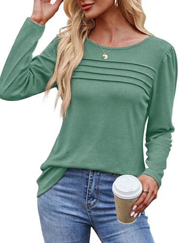 41edeobdbll. ac .jpg Cuptacc Damen Langarmshirt Rundhals Locker Oberteile Mit Knöpfen