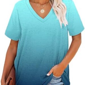 MOLERANI Kurzarm V-Ausschnitt Gestreift Sommer Tops für Damen Casual Lose T-Shirt S-2XL