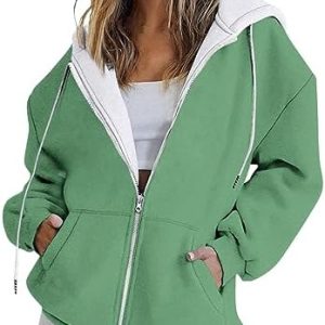 Generisch gestreiften Farbverlauf Plaid gedruckt Casual Langarm Jacke mit Nette Kordelzug Hoodie Frauen Sweatshirt Pullo