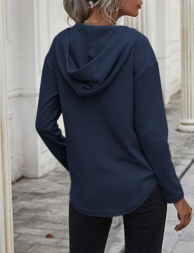 41g4p6pq4pl. ac .jpg Cuptacc Einfarbigen Hoodie für Damen OEKO-TEX STANDARD 100 Langarm Sweatshirt V-Ausschnitt Drawstring Top