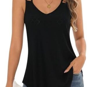 Aottori Damen Tank Top Sommer OEKO-TEX STANDARD 100 | Aottori Damen V-Ausschnitt Spaghetti-Oberteil Casual Shirt | Aott