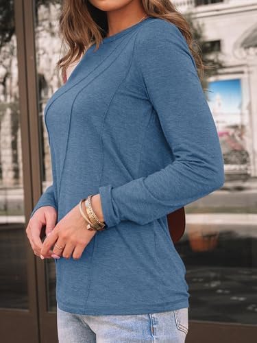 41gj23boaal. ac 2.jpg Cuptacc Langarmshirt Damen Rundhalsausschnitt Chic Mit Falten OEKO-TEX STANDARD 100