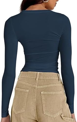 41hhl0rw2al. ac .jpg Cuptacc Damen Langarmshirt - Leichtgewichtig - Basic T-Shirt - Einfarbig - Langärmlige Oberteile - Damen Longsleeve Top