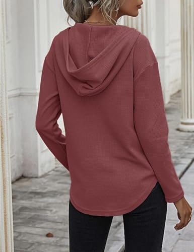 41hzuq02yvl. ac .jpg Morhuduck Damen-Kapuzenpullover mit V-Ausschnitt, langärmelig, Tops mit Tasche, Kordelzug, Stretchmaterial, perfekt für