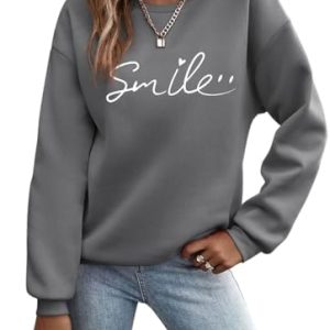 Minetom Herbst-Winter Pullover Damen Rundhals Langarm Sweatshirt Frauen Oberteil ohne Kapuze