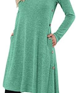 MOLERANI Pulloverkleid für Damen Langarmkleid Damen Knopf Lässiges Tunikakleid mit Taschen S-2XL