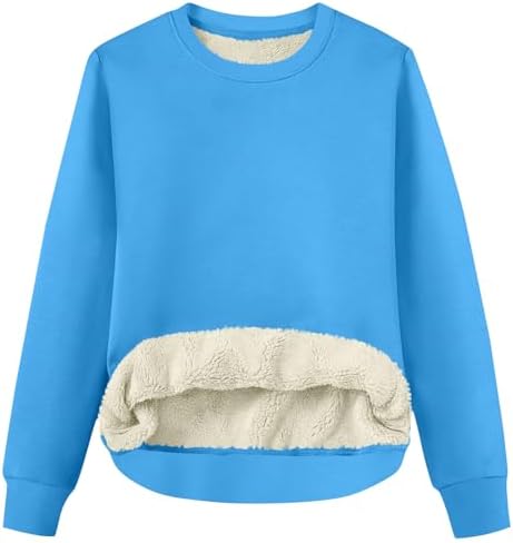 41i kg249bl. ac .jpg RLEHJN Fleecepullover Damen WinterWarm Gefüttert mit Tasche