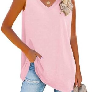 Fisoew Damen Tank Top V-Ausschnitt Blusentop Oberteile Sommer Basic locker lässig | Global Recycled Standard | Sommer Fa