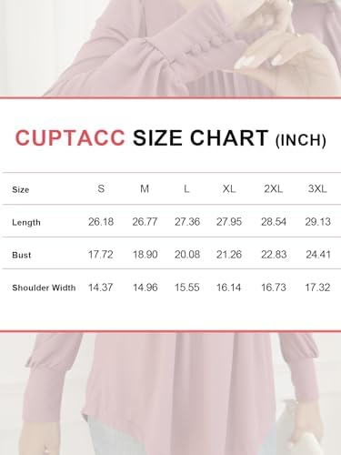 41igekktkl. ac 1.jpg Cuptacc Damen Langarmshirt Falten Rundhals Puffärmel Mit Knöpfen Locker Longshirt Elegant Oberteile OEKO-TEX STANDARD 10