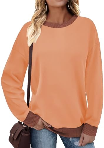 41kvz5xq9fl. ac 2.jpg Cuptacc Damen Sweatshirt Rundhals Pullover Kontrast Tunika Langarm