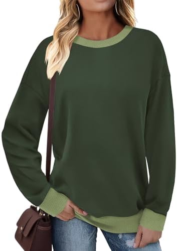41l2opujell. ac 2.jpg Cuptacc Damen Sweatshirt Rundhals Pullover Kontrast Tunika Langarm