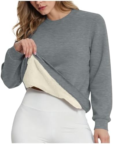 41luaulokil. ac .jpg RLEHJN Fleecepullover Damen WinterWarm Gefüttert mit Tasche