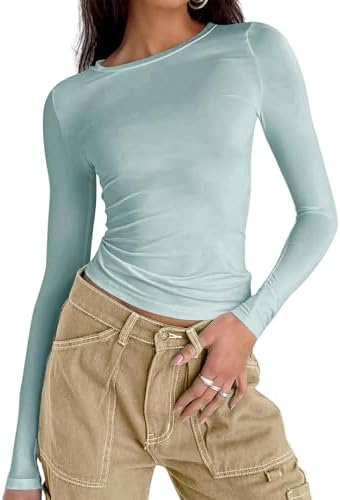 41m7cb38qel. ac .jpg Cuptacc Damen Langarmshirt - Leichtgewichtig - Basic T-Shirt - Einfarbig - Langärmlige Oberteile - Damen Longsleeve Top