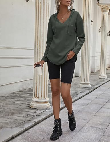 41mmjuh0s1l. ac .jpg Morhuduck Damen-Kapuzenpullover mit V-Ausschnitt, langärmelig, Tops mit Tasche, Kordelzug, Stretchmaterial, perfekt für