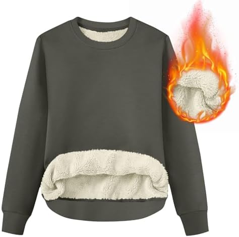 41ojbubd0wl. ac .jpg RLEHJN Fleecepullover Damen WinterWarm Gefüttert mit Tasche