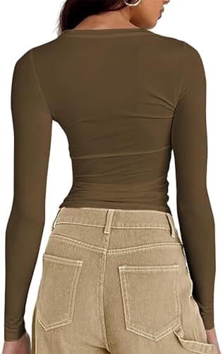 41oojkr6nyl. ac .jpg Cuptacc Damen Langarmshirt - Leichtgewichtig - Basic T-Shirt - Einfarbig - Langärmlige Oberteile - Damen Longsleeve Top