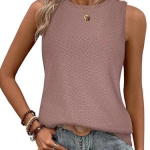 BAISHENGGT Damen Tank Tops Sommer Rundhals Ausgehölzt Basic T-Shirt Oberteile TrendigComfortaktiv