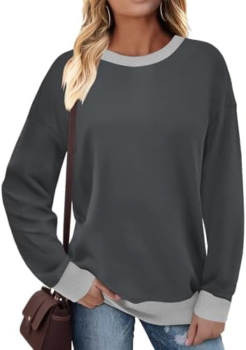 41p2lx5h2bl. ac 2.jpg Cuptacc Damen Sweatshirt Rundhals Pullover Kontrast Tunika Langarm