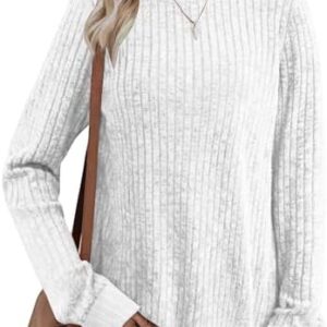 Cuptacc Damen Elegant Gerippte Lockerdamics Langarm Sweatshirt rundhals Oberteil Farbblock Tunika
