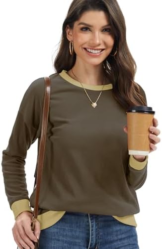 41pmdvwcful. ac 2.jpg Cuptacc Damen Sweatshirt Rundhals Pullover Kontrast Tunika Langarm
