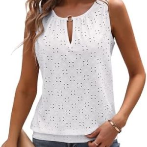 Damen Tank Top Sommer Schlankereigenschaften V-Ausschnitt Schlüsselloch Bluse