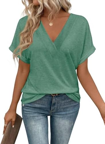 41roojf2del. ac .jpg Cuptacc Sommer T-Shirts Damen Kurzarm V-Ausschnitt Elegant Basic Top OEKO-TEX