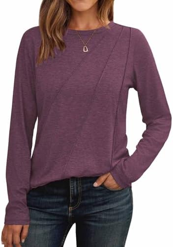 41rtgfzliil. ac 2.jpg Cuptacc Langarmshirt Damen Rundhalsausschnitt Chic Mit Falten OEKO-TEX STANDARD 100