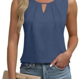 Sommer 2025 Trendy Einfarbige Chiffon Damen Tank Top für Damen | Schlüsselloch-V-Ausschnitt Sommer 2025 Damen Tank Top