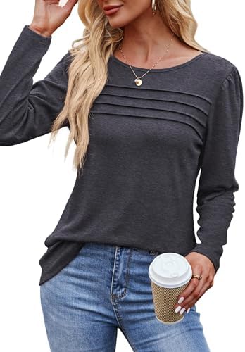 41ufumgvpzl. ac .jpg Cuptacc Damen Langarmshirt Rundhals Locker Oberteile Mit Knöpfen