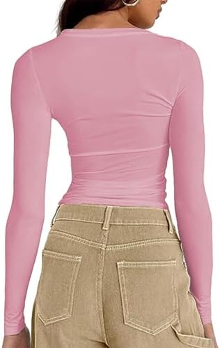 41uswgdg6dl. ac .jpg Cuptacc Damen Langarmshirt - Leichtgewichtig - Basic T-Shirt - Einfarbig - Langärmlige Oberteile - Damen Longsleeve Top