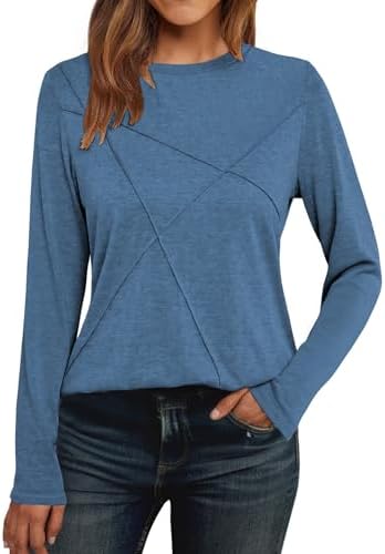 41ub18cgl0l. ac 2.jpg Cuptacc Langarmshirt Damen Rundhalsausschnitt Chic Mit Falten OEKO-TEX STANDARD 100