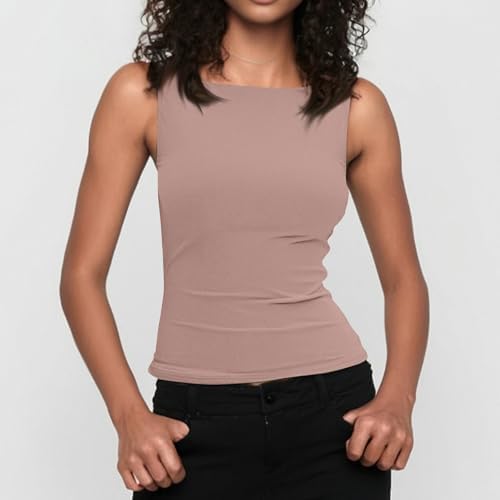 41v8qtjdal. ac .jpg Generisch Lässiges Tanktop für Damen zur perfekten Layering-Möglichkeit aus Rippstrick | Schmale Passform generisches D