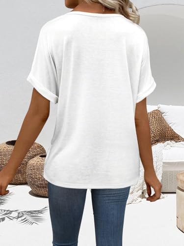 41vav99nf4l. ac .jpg Cuptacc Sommer T-Shirts Damen Kurzarm V-Ausschnitt Elegant Basic Top OEKO-TEX