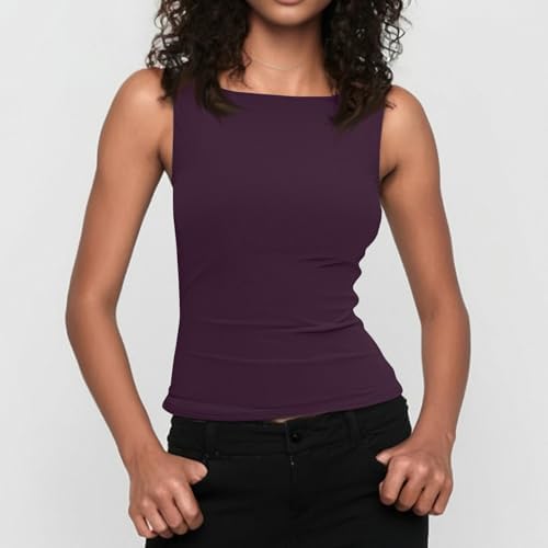 41vkanxohjl. ac .jpg Generisch Lässiges Tanktop für Damen zur perfekten Layering-Möglichkeit aus Rippstrick | Schmale Passform generisches D