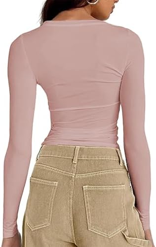 41wbdl2cvul. ac .jpg Cuptacc Damen Langarmshirt - Leichtgewichtig - Basic T-Shirt - Einfarbig - Langärmlige Oberteile - Damen Longsleeve Top