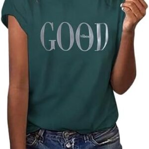 Famzuneu Sommer T-Shirt Damen Weiss mit Aufdruck Baumwolle Basic Casual Tee Shirts(locker Bluse) für Teenager Drucken Sp