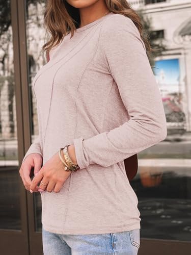 41x1np1b9hl. ac 2.jpg Cuptacc Langarmshirt Damen Rundhalsausschnitt Chic Mit Falten OEKO-TEX STANDARD 100