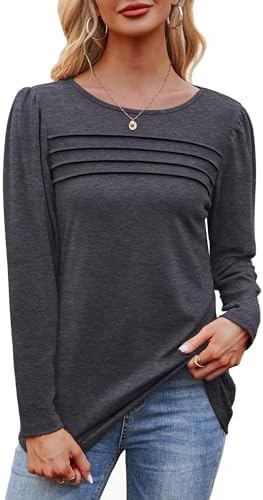 41xaueugkll. ac .jpg Cuptacc Damen Langarmshirt Rundhals Locker Oberteile Mit Knöpfen