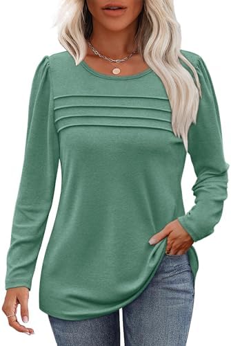 41xpkrawfel. ac .jpg Cuptacc Damen Langarmshirt Rundhals Locker Oberteile Mit Knöpfen