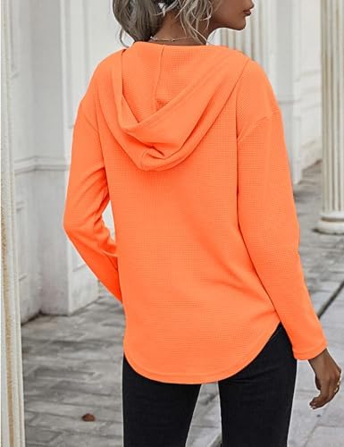 41ygrkllicl. ac .jpg Cuptacc Einfarbigen Hoodie für Damen OEKO-TEX STANDARD 100 Langarm Sweatshirt V-Ausschnitt Drawstring Top