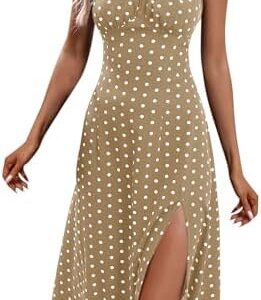 Elegante Polka Dot Sommerkleid für Damen | Vintage Boho Tunikakleid Elegante Bluse | Baumwollkleid Cocktailkleid für El